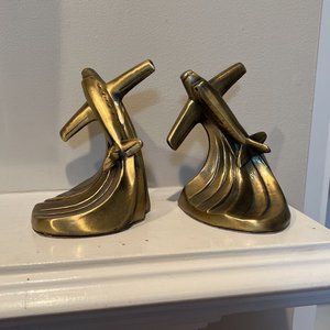 Vintage Pair of Piper Cub Plane Bookends Antique Bronze 6” High